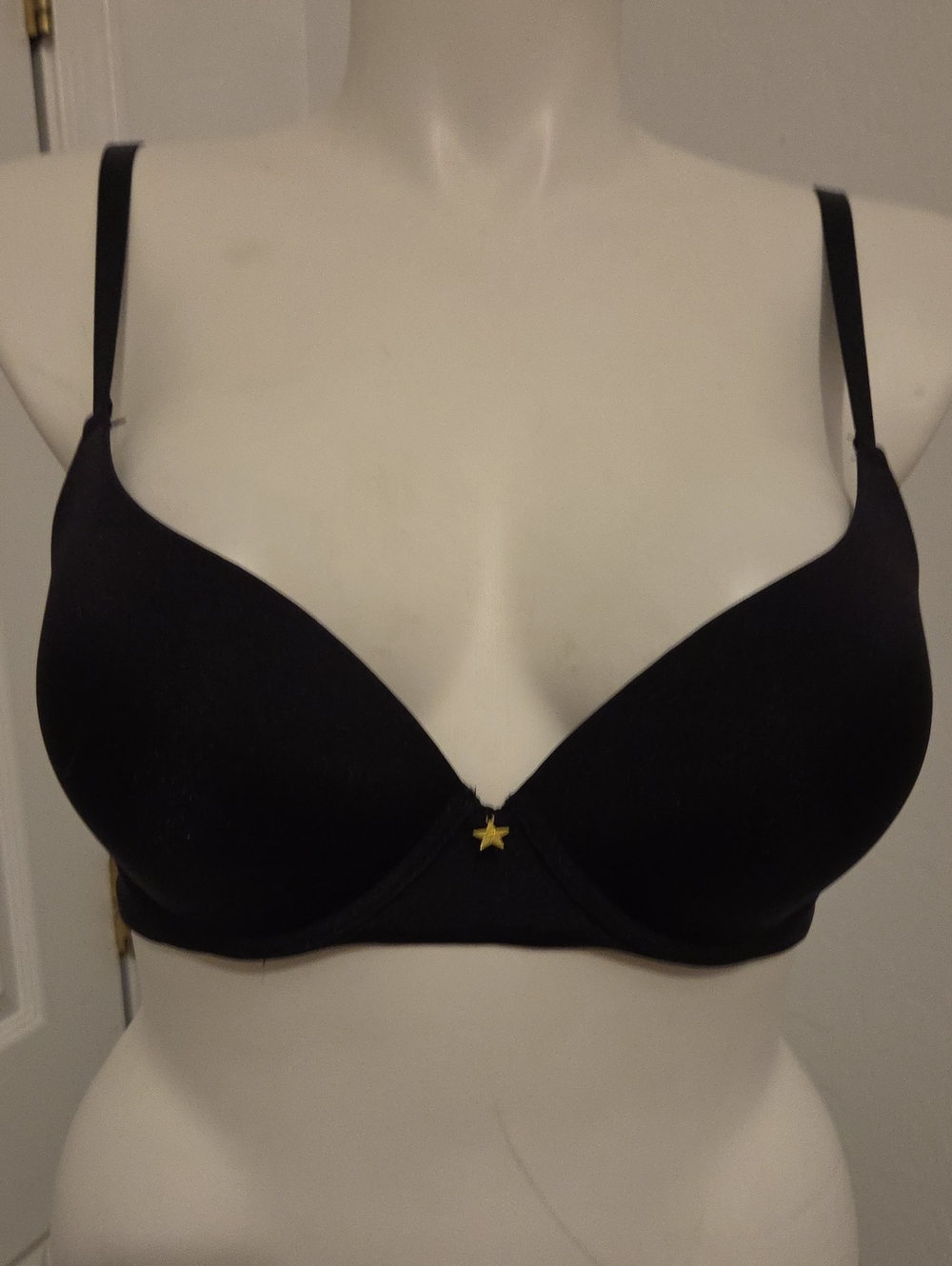 Frederick's of Hollywood Black Padded Bra with Gold Star Charm